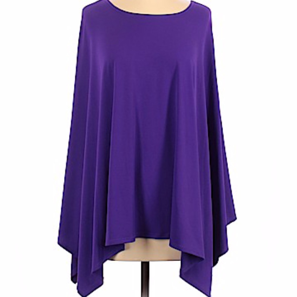 Askari Poncho Style Purple 3/4 Sleeve Top Size XS